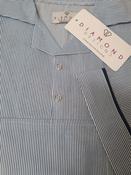 Male Healthcare Top with Collar + Buttons - BLUE STRIPE/NAVY / X-Small image