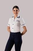 Physiotherapist Lightweight Blouse with Logo - WHITE/NAVY / 16