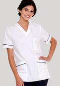 Diamond Designs Medical Unisex Scrub Top - WHITE/NAVY / X-Small image