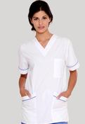 Diamond Designs Medical Unisex Scrub Top - WHITE/METRO / X-Small image