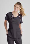 Skechers Breeze 3 Pocket Shaped Hem Scrub Top - Pewter Grey / Large image