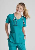 Skechers Breeze 3 Pocket Shaped Hem Scrub Top - Teal / X-Large image