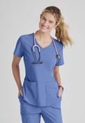 Skechers Breeze 3 Pocket Shaped Hem Scrub Top - TRUE CEIL / Medium image