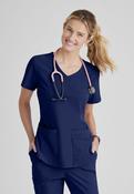Skechers Breeze 3 Pocket Shaped Hem Scrub Top - NAVY / XX-Large image