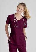 Skechers Breeze 3 Pocket Shaped Hem Scrub Top - Wine / XX-Large image
