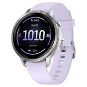 Garmin Venu 4 41MM Smart Watch with Periwinkle Silicone Band - Silver | 49-GAR-010-03013-01