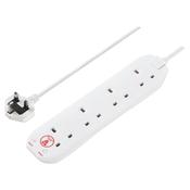 Masterplug 4 Socket Surge Protected Extension Lead - White | SRG44N-MP