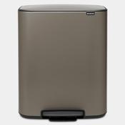 Brabantia 60L 2 Compartment Bo Pedal Bin - Platinum | 211546