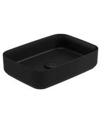 AVANTI Square Countertop Wash Basin &amp; Satin White Ceramic Click Clack Waste Carbon