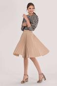 Tan Pleated Leatherette Skirt image