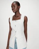 Vic Pinstripe Gilet White