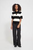 Luls Stripe Knit Polo Black/White image