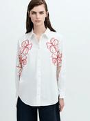 Alexis Cotton Embroidered Shirt White/Red
