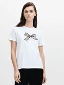 Mesh Bow Cotton Tee White/Black