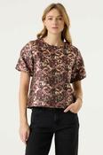 Carmela Brocade Top Coral Dust