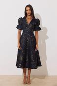 Callie Metallic Skater Dress Midnight/Gold image