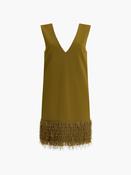 Azra Faux Feather Hem Dress Olive image