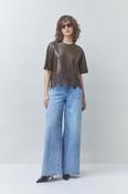 London Lace Trim Top Mocha Khaki image