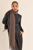 Eva Check Fringe Scarf Beige image