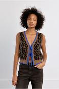 Julia Knitted Leopard Gilet Brown image