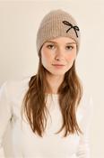 Hyacinth Sequin Bow Hat/Scarf Beige image