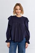 Diana Ruffle Blouse Navy Blue image