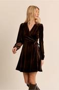 Janet Velvet Wrap Dress Chocolate image