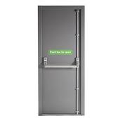 Fire exit door with panic bar and external locking handle