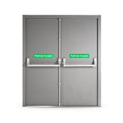 Double fire escape doors with external locking handle