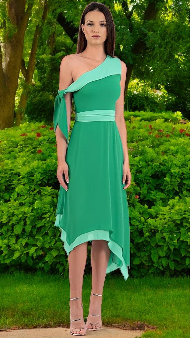 bonnie green dress BONNIE Off Shoulder Tulip Mini Dress with Corsetry Detail in Emerald G main image 0