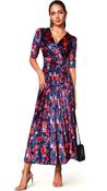 2-A1271 Navy Floral Velvet Midaxi Dress