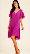 A3144 Magenta Cold Shoulder Shift Dress image