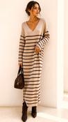 A3200 Beige Fine Knit Day Dress