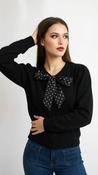 A3219 Black Fine Knit Bow Cardi image