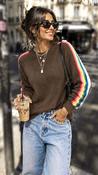 A3227 Brown Multi Stripe Knit Top image