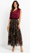 A3234 Brown Multi Tulle Ruffle Maxi Skirt image