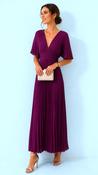 A3169 Magenta Floaty Sleeve Pleat Dress image