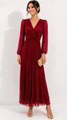 A3259 Valentina Burgundy Corset Pleat Dress