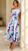 A3145 Maxime Blue Floral Asymmetric Dress image
