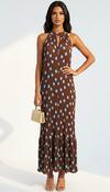 A3082 Lavinia Brown Dotty Halter Dress image