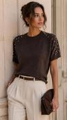 A3253 Brown Pearl Knit Top image