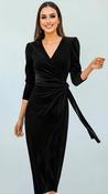 5-A2679 Black Velvet Faux Wrap Dress