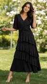 A3052 Camilla Black Layered Dress image