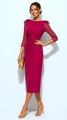 A3199 Severina Raspberry Feather Trim Dress