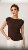 A3164 Brown Ribbed Top