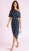 A3056 Maura Navy Polka Drape Dress image