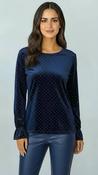 4-A2674 Donna Navy Velvet Diamante Top