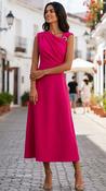 5-A3087B Roslyn Pink Asymmetrical Flare Dress image
