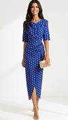 A3094 Una Navy Polka Drape Dress