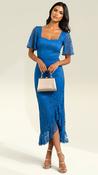 A3086 Heidi Blue Lace Rouched Dress image